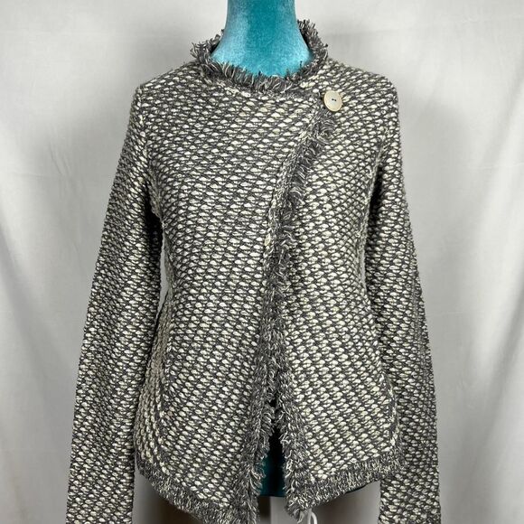 Angel of the North Anthropologie Textured Herringbone Fringe Cardigan (Size S) - Picture 1 of 7